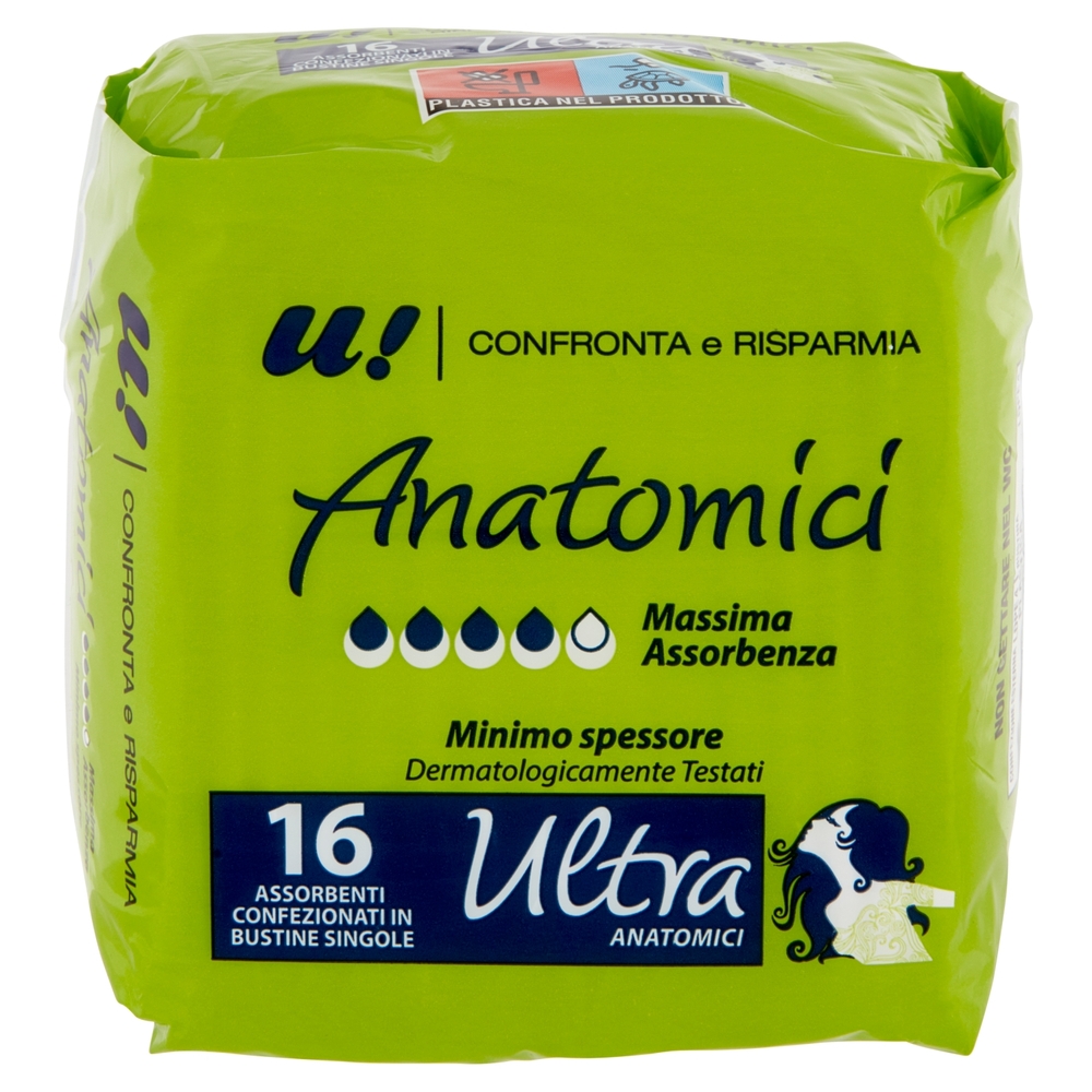 16 Assorbenti Ultra Anatomici U! Confronta e Risparmia